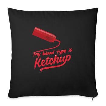 Mon groupe sanguin est ketchup ketchup drôle - Housse de coussin décorative 45 x 45 cm - noir - Devant