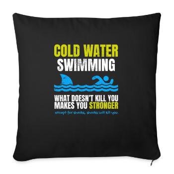 Funny Cold Water Swimming Shark - Sofa pillowcase 17,3'' x 17,3'' (45 x 45 cm) - black - Front