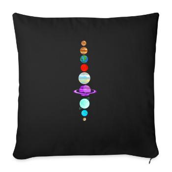 Planètes - Système solaire - Terre - Mars - Saturne - Housse de coussin décorative 45 x 45 cm - noir - Devant