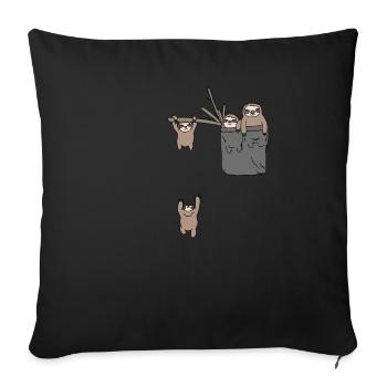 Funny sloths in the bag bag gift - Sofa pillowcase 17,3'' x 17,3'' (45 x 45 cm) - black - Front