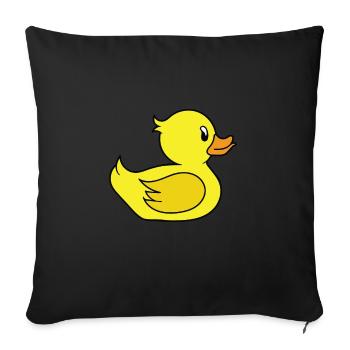 Doux canard jaune - Un petit canard mignon - Housse de coussin décorative 45 x 45 cm - noir - Devant