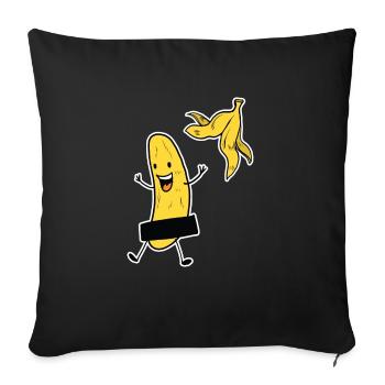Striptease Banane | Bananen Humor Geschenk Party - Sofakissenbezug 45 x 45 cm - Schwarz - Vorne