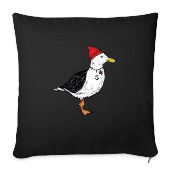 Seagull Seagull Seagulls Coastal Bird Baltic Sea North Sea - Sofa pillowcase 17,3'' x 17,3'' (45 x 45 cm) - black - Front