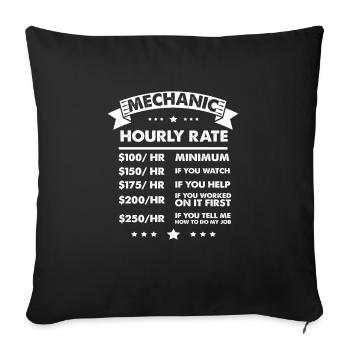 Mechanic hourly wage | Car mechanic engineer - Sofa pillowcase 17,3'' x 17,3'' (45 x 45 cm) - black - Front