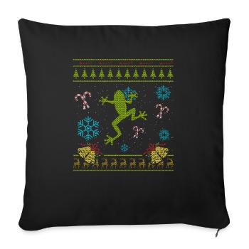 Chandail de Noël personnalisé Chemise Pet Frog - Housse de coussin décorative 45 x 45 cm - noir - Devant