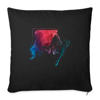 Tshirt d'escalade, bloc, hommes femmes enfants - Housse de coussin décorative 45 x 45 cm - noir - Devant
