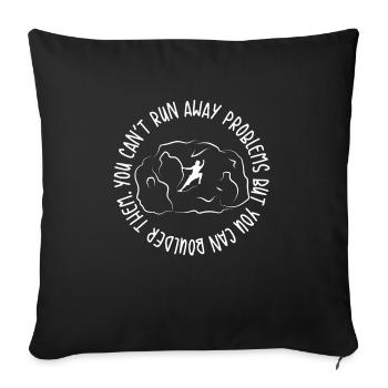Bouldern, escalade tshirt, hommes femmes enfants - Housse de coussin décorative 45 x 45 cm - noir - Devant