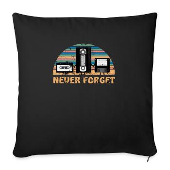 Never Forget Retro Disc Video cassette Gift - Sofa pillowcase 17,3'' x 17,3'' (45 x 45 cm) - black - Front