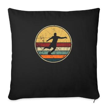Fußball Vintage Retro Style Distressed Fußballer - Sofakissenbezug 45 x 45 cm - Schwarz - Vorne
