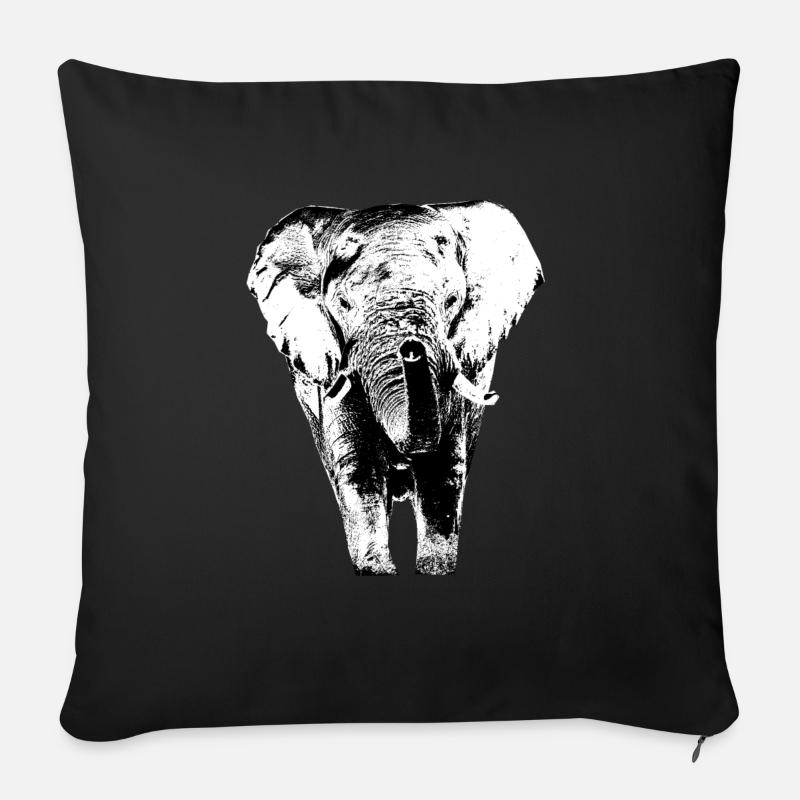 Elefant1 - Sofakissenbezug 45 x 45 cm - Schwarz