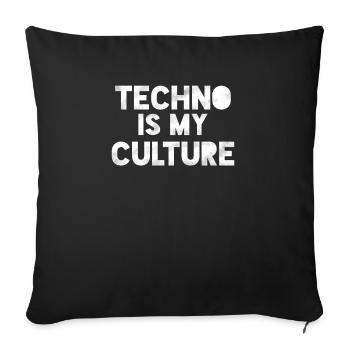 La techno est ma culture - Tshirt avec say - Housse de coussin décorative 45 x 45 cm - noir - Devant