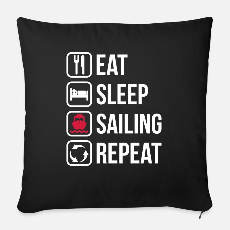 Eat Sleep Sailing Repeat - Sofakissenbezug 45 x 45 cm - Schwarz