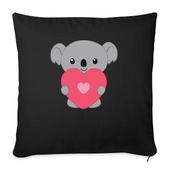 Koala - Koala - Koalafan - Valentine's Day - Heart - Sofa pillowcase 17,3'' x 17,3'' (45 x 45 cm) - black - Front
