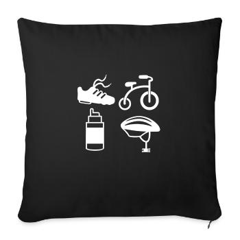 Icônes d'accessoires de vélo - Housse de coussin décorative 45 x 45 cm - noir - Devant