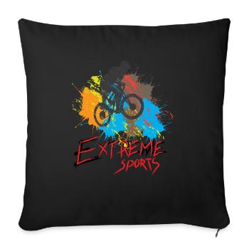 VTT vélo de montagne sport extrême - Housse de coussin décorative 45 x 45 cm - noir - Devant