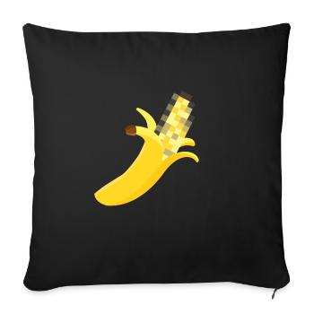 Pénis de banane pixélisé Pixel Art Art Phallus - Housse de coussin décorative 45 x 45 cm - noir - Devant
