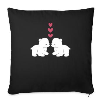 Polar Bear Polar Bear - Saint Valentin - Cadeau - Couple - Housse de coussin décorative 45 x 45 cm - noir - Devant