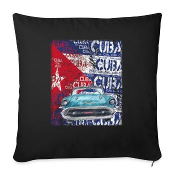 T-shirt de voiture vintage Cuba Havana - Housse de coussin décorative 45 x 45 cm - noir - Devant