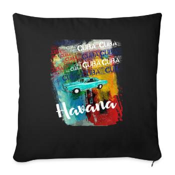 T-shirt de voiture vintage Cuba Havana - Housse de coussin décorative 45 x 45 cm - noir - Devant