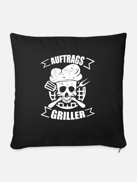 Auftragsgriller Grillen Geschenk Geschenkidee - Sofakissenbezug 45 x 45 cm - Schwarz