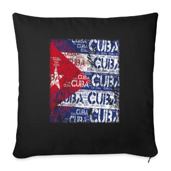 Cuba Flag distressed T-Shirt - Sofakissenbezug 45 x 45 cm - Schwarz - Vorne