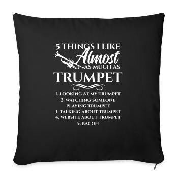 Trompette - trompettes - trompettiste - épeler - musique - Housse de coussin décorative 45 x 45 cm - noir - Devant