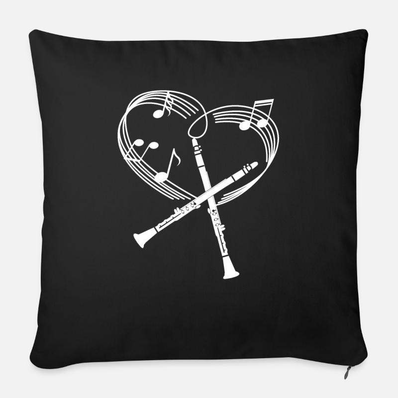 Klarinette - Klarinettist - Klarinettistin - Herz - Sofakissenbezug 45 x 45 cm - Schwarz