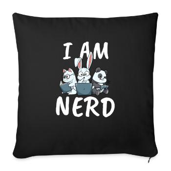Nerd Read Video Game Internet Rabbit Cat Panda - Sofa pillowcase 17,3'' x 17,3'' (45 x 45 cm) - black - Front