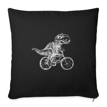 T-Rex sur vélo - Dinosaure, Reptile Cool - Housse de coussin décorative 45 x 45 cm - noir - Devant
