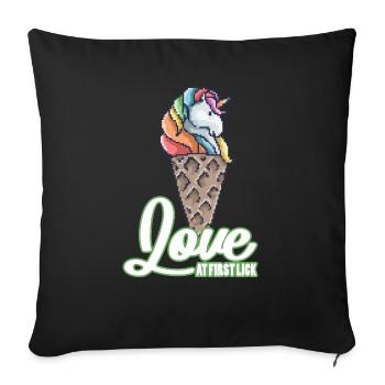 Love At First Lick Unicorn Cone Gift Idea - Sofa pillowcase 17,3'' x 17,3'' (45 x 45 cm) - black - Front