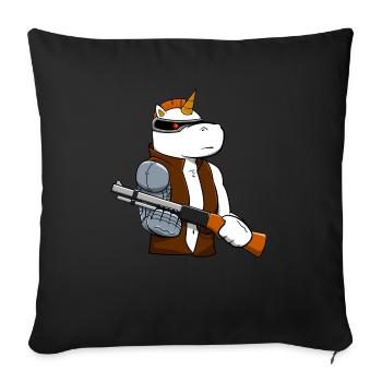 Unicorn cyborg mechanic gift - Sofa pillowcase 17,3'' x 17,3'' (45 x 45 cm) - black - Front