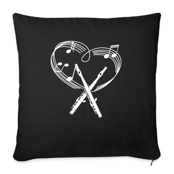 Piccolo - Piccolo T-Shirt - Piccoloist - Herz - Sofakissenbezug 45 x 45 cm - Schwarz - Vorne