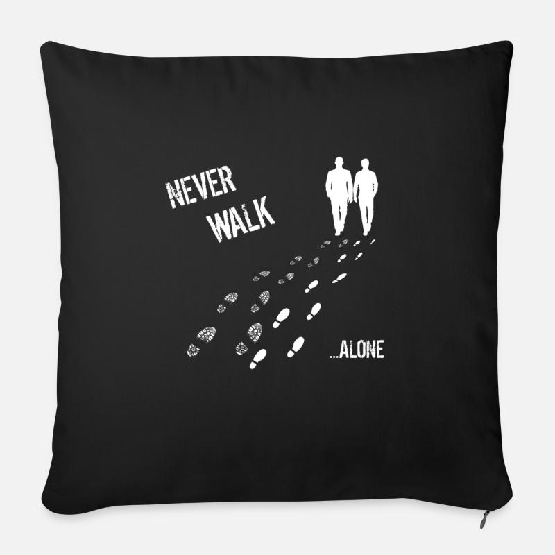 Never walk alone man & man - Sofa pillowcase 17,3'' x 17,3'' (45 x 45 cm) - black