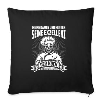 His Excellency the cook enters the building - Sofa pillowcase 17,3'' x 17,3'' (45 x 45 cm) - black - Front