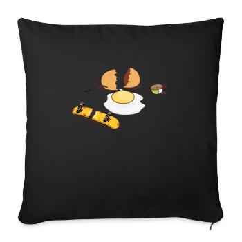 Opened skateboard egg - Sofa pillowcase 17,3'' x 17,3'' (45 x 45 cm) - black - Front