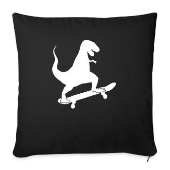 Cadeau de patinage de dinosaures Dino T-Rex skateboard - Housse de coussin décorative 45 x 45 cm - noir - Devant
