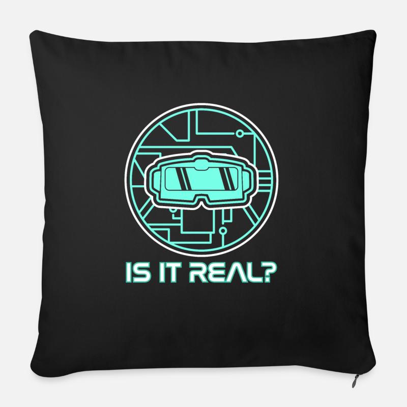 Casque HMD VR de cadeau de réalité virtuelle - Housse de coussin décorative 45 x 45 cm - noir