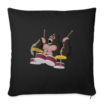 Le gorille joue de la batterie - Housse de coussin décorative 45 x 45 cm - noir - Devant