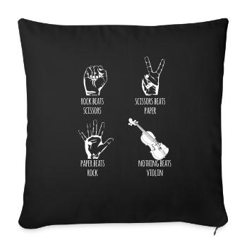 Violon - Violon - Violoniste - Ciseaux - Pierre - Papier - Housse de coussin décorative 45 x 45 cm - noir - Devant