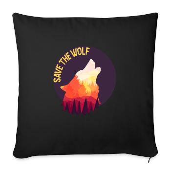 Wolf animal protection forest animal wolf pack gift - Sofa pillowcase 17,3'' x 17,3'' (45 x 45 cm) - black - Front