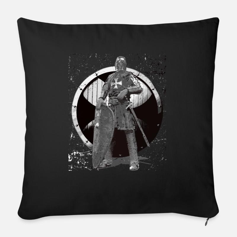 Kreuzritter Templer Ritter Mittelalter Geschenk - Sofakissenbezug 45 x 45 cm - Schwarz
