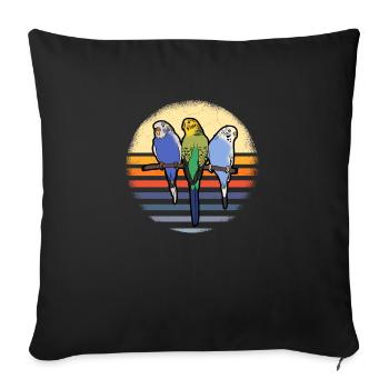 Perruche Budgie Welli - Housse de coussin décorative 45 x 45 cm - noir - Devant