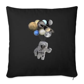 Astronaut in space/universe with planets - Sofa pillowcase 17,3'' x 17,3'' (45 x 45 cm) - black - Front