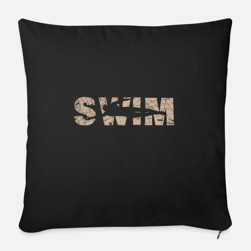 Schwimmen T-Shirt - Sofakissenbezug 45 x 45 cm - Schwarz