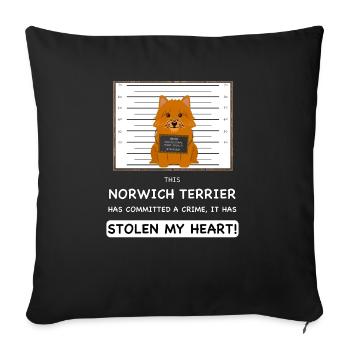 Norwich Terrier Mugshot - Sofa pillowcase 17,3'' x 17,3'' (45 x 45 cm) - black - Front