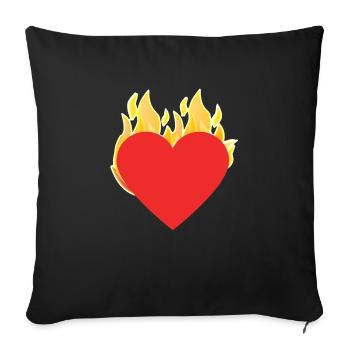 Cœur en flammes / Cadeau - Housse de coussin décorative 45 x 45 cm - noir - Devant