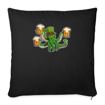 St. Patricks Day Beer Octopus Irish Shamrocktopus - Sofa pillowcase 17,3'' x 17,3'' (45 x 45 cm) - black - Front