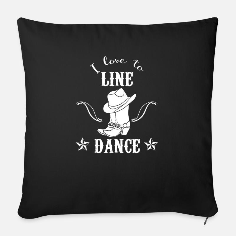 Linedance - Linedancer - Country - Cowboystiefel - Sofakissenbezug 45 x 45 cm - Schwarz