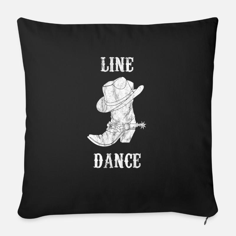 Linedance - Linedancer - Country - Cowboystiefel - Sofakissenbezug 45 x 45 cm - Schwarz