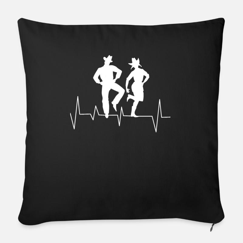 Linedance - Linedancer - Country - Herzschlag - Sofakissenbezug 45 x 45 cm - Schwarz